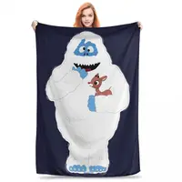 Christmas Abominable Snowman With Rudolph Blankets Flannel Warm Throw Blankets Throw Blanket For Couch Travel Throws Bedspread 1