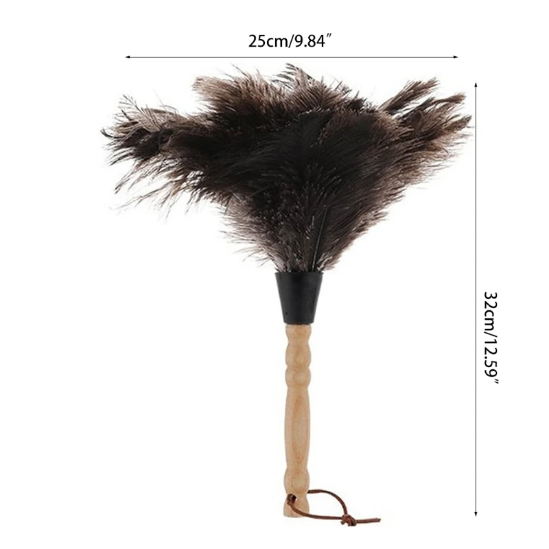 Spolverino piume struzzo soffice naturale con manico in legno Pennello per polvere ecologico Forniture per pulizia - immagine 6