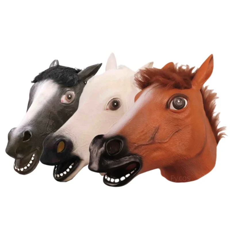 

Horse Head Mask Monkey Donkey Penguin Funny Full Face Latex Mascara Animal Novelty Halloween Rave Cosplay Adult Woman Disguise