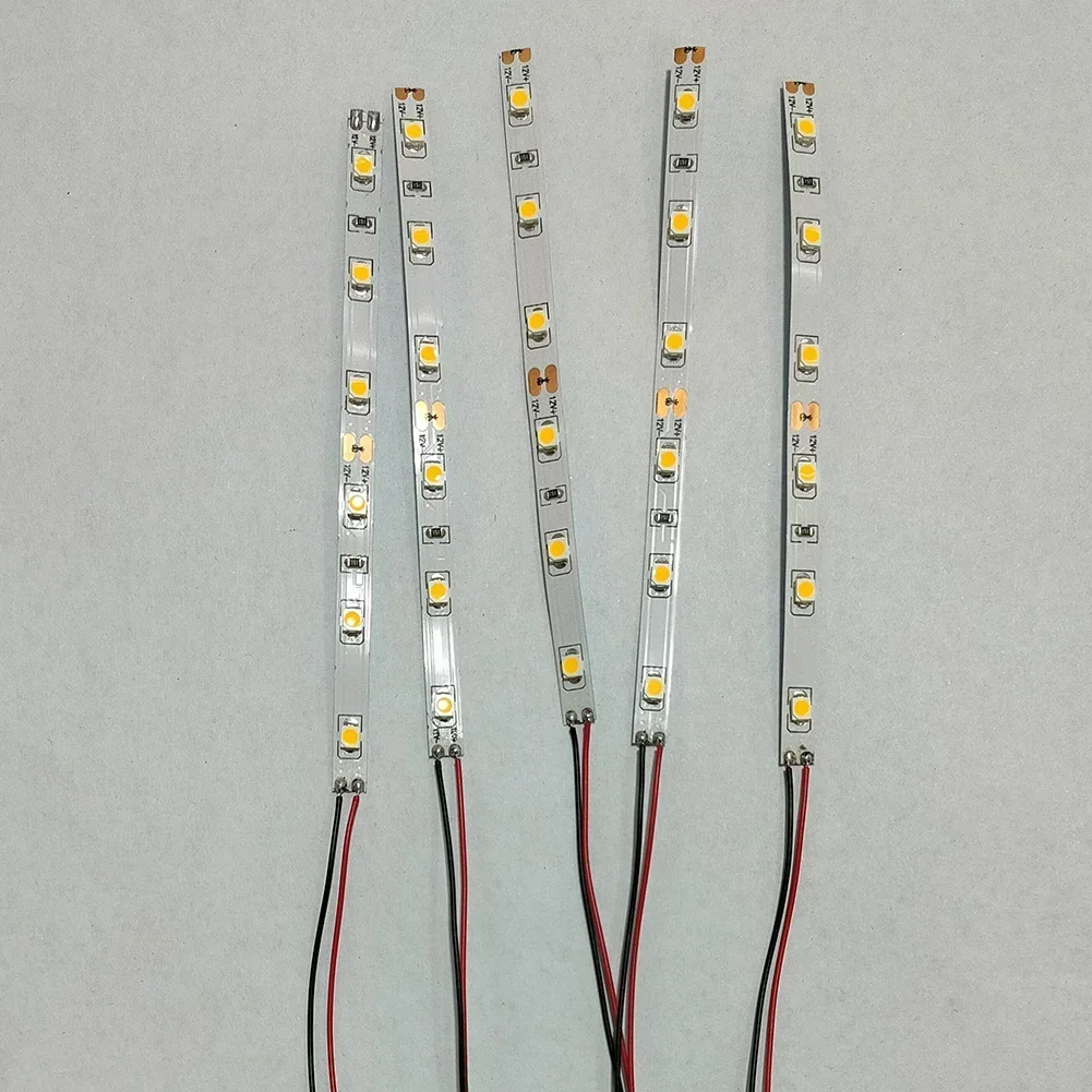 10pcs Pre Wired White Strip 6 Led LED Light Self-adhesive Flexible 12V~18V Perfect For Railway & Building Layout 5
