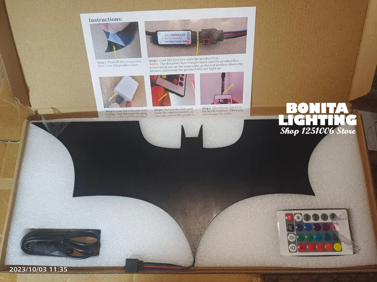 Description Picture 2 of itemSuper Cool 3D LED Night Light Bat Animal Bedside Gaming Room Bar Wall Lamp SuperHero Atmosphere Sign Wall light USB