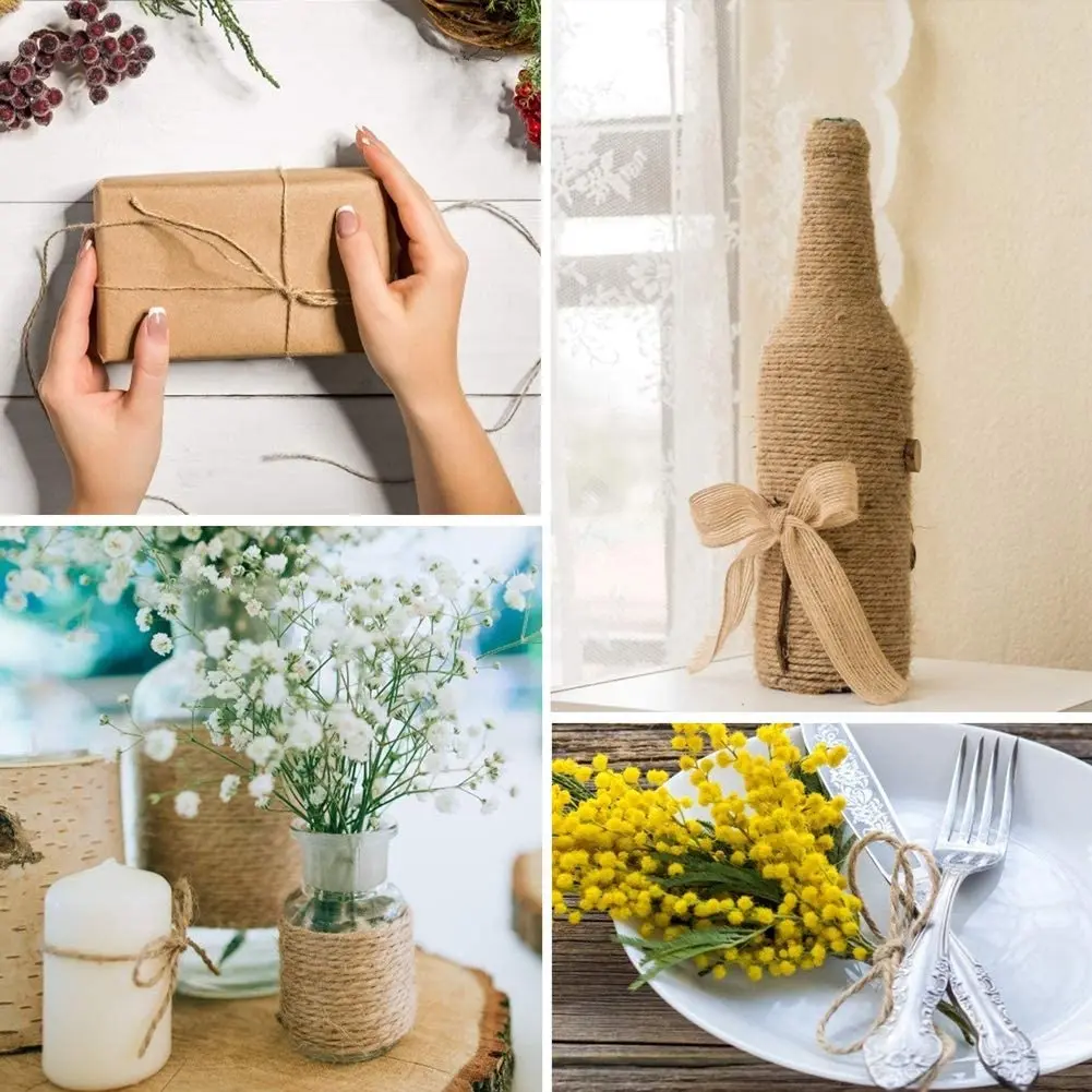 Jute rope 1MM 2MM natural vintage jute rope cord string twine burlap DIY crafts gift wrapping jute hemp gardening wedding party decoration