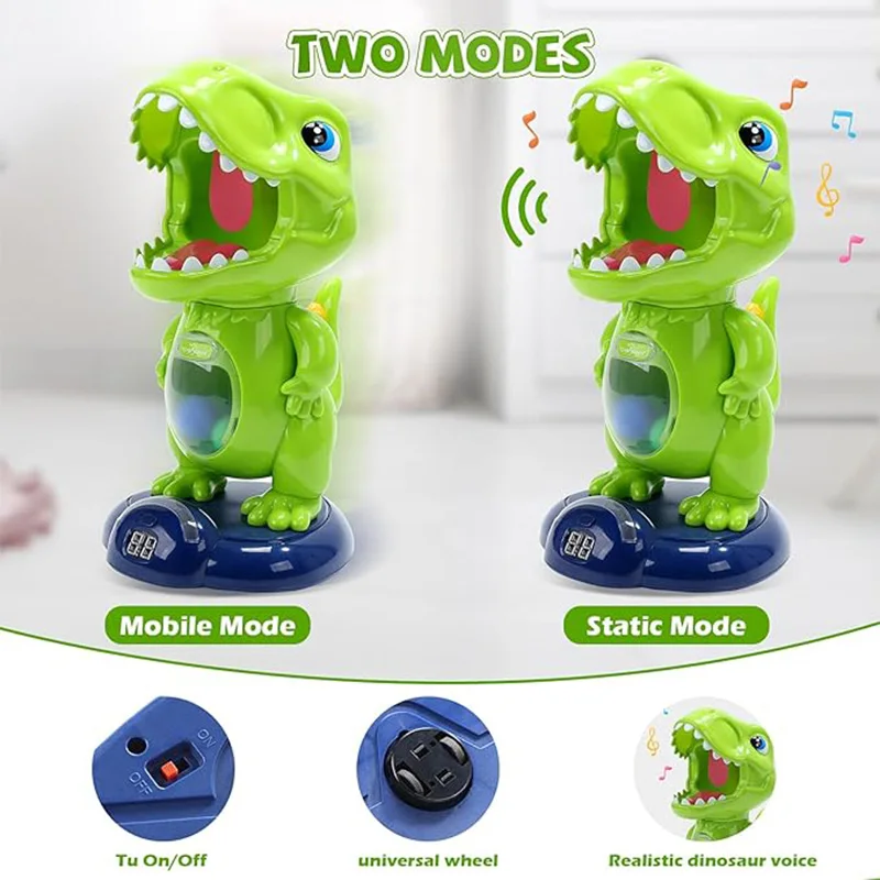 Movable Dinosaur Shooting Toys for Kids,Electronic Target Shooting Games with 2 Pump Gun,48 Balls Party Favor Toys with Score Re 5
