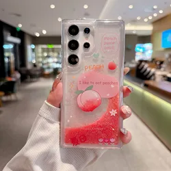 Luxury Flowing Glitter Liquid Quicksand Case - Cute Peach Lemon Shockproof Clear Cover - Galaxy S30 Ultra (SMT)