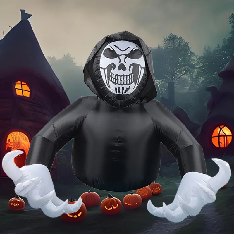 7FT Halloween Inflatable Skeleton Ghost – LED‑Lit Outdoor Decoration