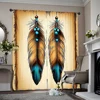 2pcs, spring summer Curtains Retro feather Indiana ethnic culture style simple Yarn Curtains Durable Polyester Outdoor 1