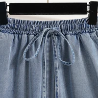 Plus Size Denim Shorts For Women 2024 Summer New Arrivals High Elastic Waist Soft Tencel Loose Blue Jeans Shorts Female Hot Sale - Image 5