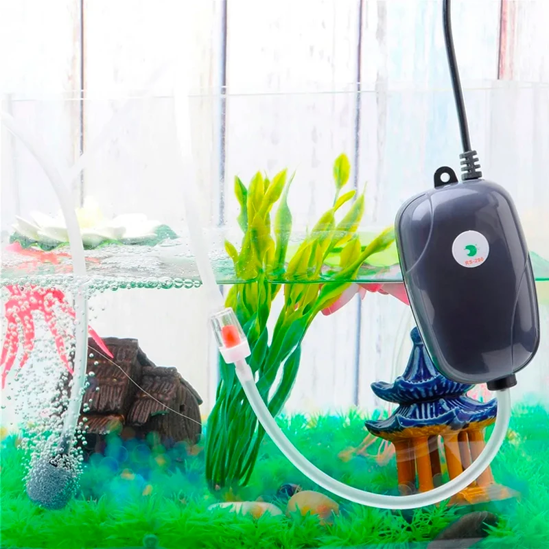 Aquarium air pump 1PC Aquarium Air Pump Fish Tank Mini Compressor Single Double Outlet Check Valve Tube Aquatic Accessories 220V 3W 5W