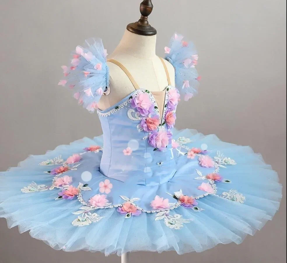 

Blue Flowers Ballet Tutus For Adults Kid Girls Ballet Tutu Ballerina Dress Classical Pancake Tutu Dancing Costume Dress