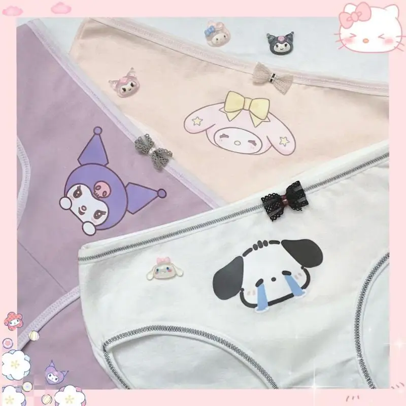 

My Melody Pochacco Kuromi Kawaii Anime Sanrio Cotton Underwear Breathable Girl Heart Cute Cartoon Sweet Briefs Gift Girls Toys