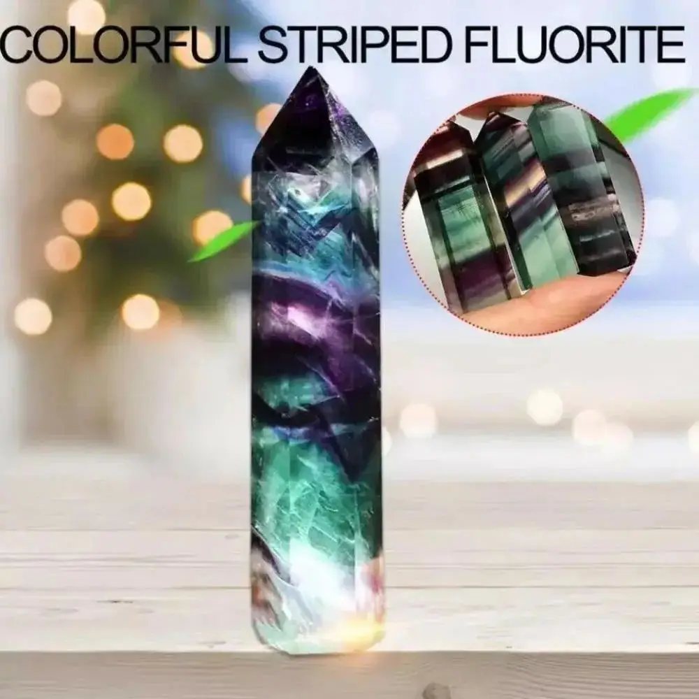 

Natural Fluorite Crystal Rainbow Quartz Wand Point Obelisk Healing Stone Crystals Meditation Spiritual