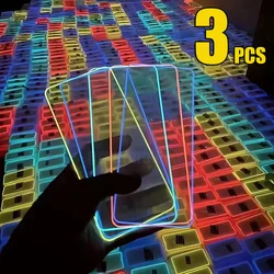 Luminous Tempered Glass Screen Protector Set - 3 Pack Fluorescent Film, 9H Hardness - Pink