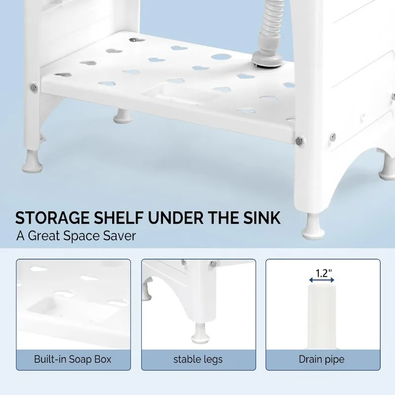 Spacious White Utility Sink Laundry Tub for Laundry Room, Garage Washing Station, Slop Sink, Freestanding Sink White 6