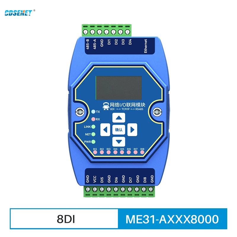 8DI RS485 RJ45 Etherent Analog and Digital Acquisition Control CDSENET ME31-AXXX8000 ModBus TCP RTU I/O Networking Module qdy30b anti clogged liquid level transmitte low cost 4 20ma rs485 waterproof submersible analog water tank level sensor