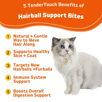 120 Chews - 1 Pack(1 x 180g/6.35oz) 180g/6.35oz - TenderTouch Cat Hairball Support Chews - Hairball Supoort Cat Treats 2