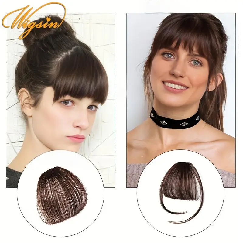 Hair Bangs WIGSIN Synthetic Air Bangs Hairpiece Women Mini Fake Bangs Black Brown Hairpiece Extension For Girls