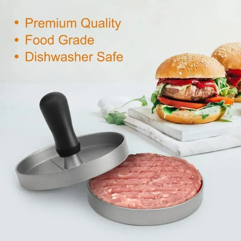 Burger Press Non-stick Hamburger Press Beef Grill Hamburger Patty Metal Mold Wood Handle Meat Cutlets Patty