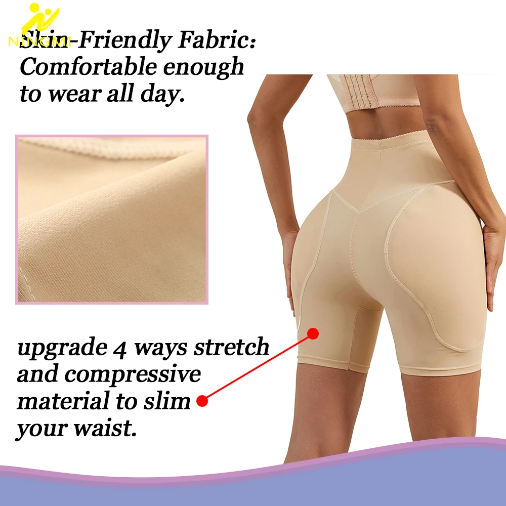 NINGMI Women Butt Lifter Panties High Waisted Flat Tummy Hip Enhancer Briefs Abdomen Control Body Shaper with Removable Pads
