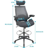400lbs High-Back Mesh Ergonomic Drafting Chair,Tall Office Chair, Standing Desk Chair,Adjustable Headrest 2