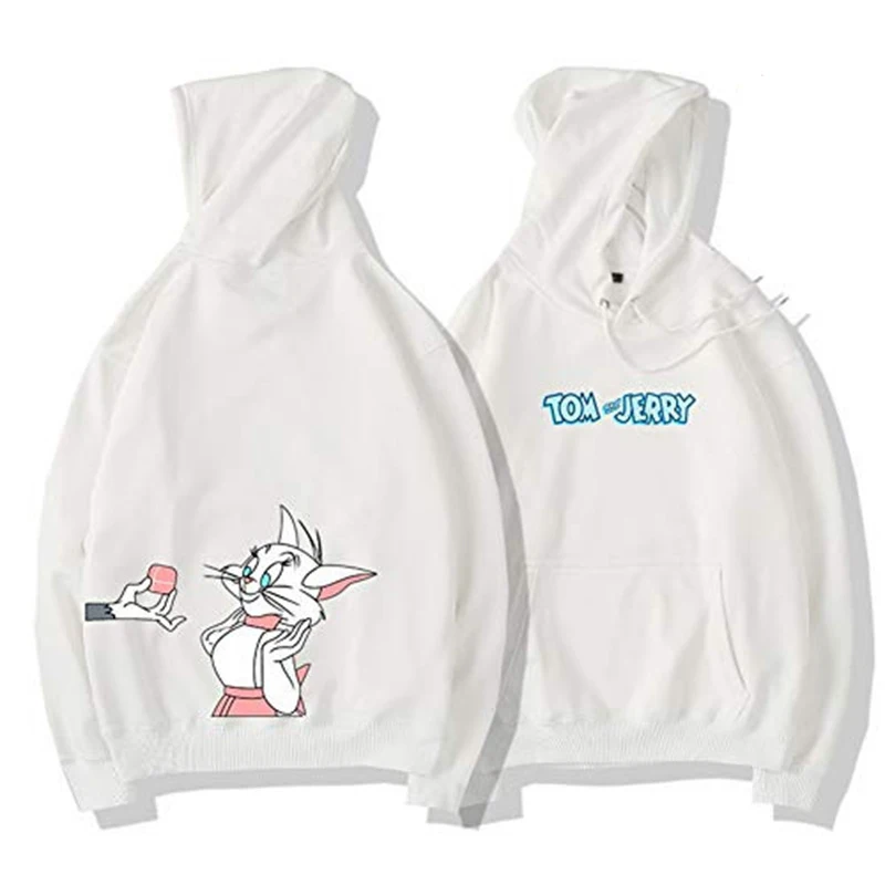 pink bape hoodie Kawaii Cat Tom Mouse Jerry New Ulzzang Couple Hoodies Women Men Autumn Winter Warm Pullover Sweatshirt Unisex Casual Hoody hoodie jacket