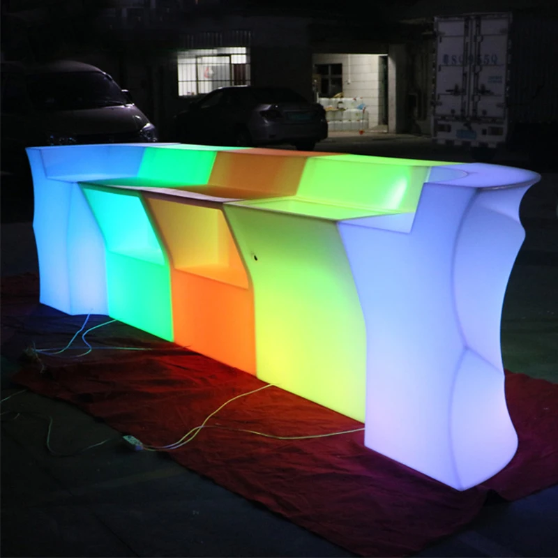 Corner Coffee Bar With LED Lighting, 80*80*110cm,Direct Charging LED Bar Counter,Remote-Controlled High Table Riq-WBT01