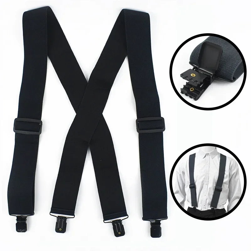 5*120cm Fashion Adults Men's Suspenders X-type 4 Clips Braces Wide Adjust Elastic Strap Harness Man Male Jockstrap for Pants