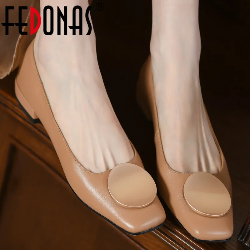 

Женские туфли на низком каблуке FEDONAS, зеленые туфли из натуральной кожи, повседневная обувь для офиса на весну-лето 2019