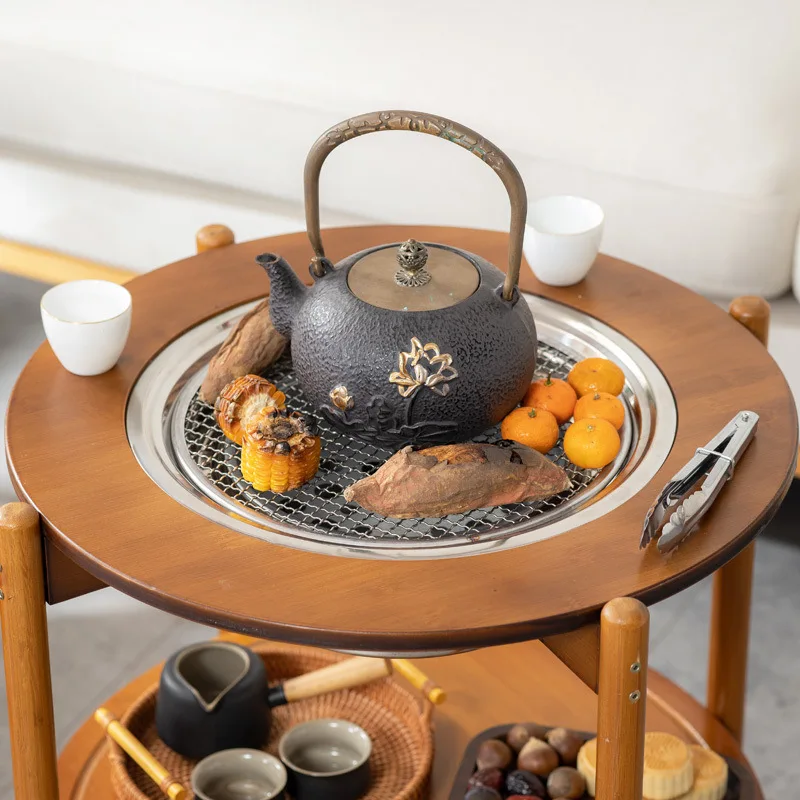 Multifunctional Stove Indoor Mobile With Cover Coffee Table Portable Charcoal Balcony Outdoor Grill Living Room Furniture G