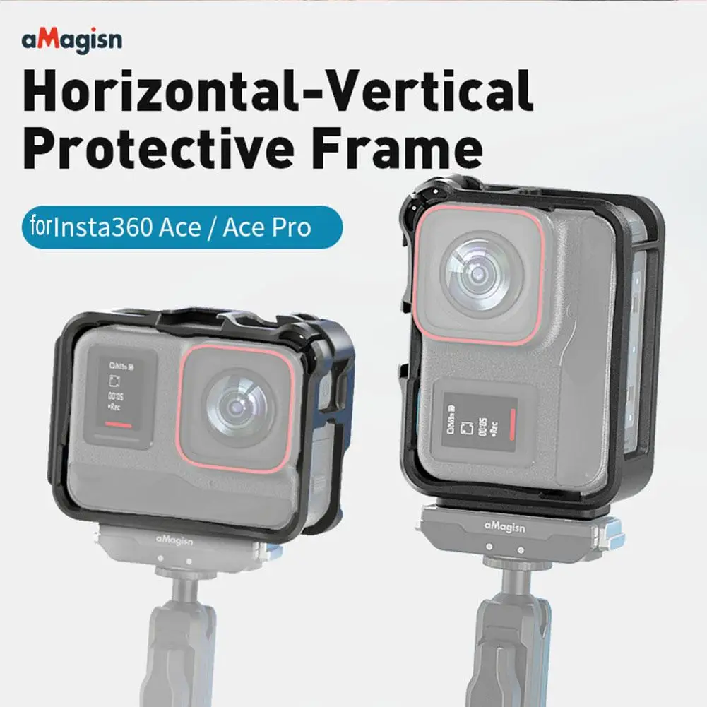 수평 및 수직 사격 보호 프레임 케이스, 닫힘 잠금, 손가락 위치 토끼 케이지 커버, Insta360 Ace Pro