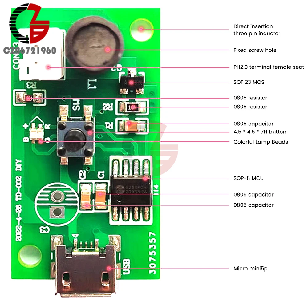 Dc 5V Usb Mini Luchtbevochtiger Diy Kits Mistmaker En Driver Printplaat Fogger Atomisatiefilm Verstuiver Vel Mini Oscillerend