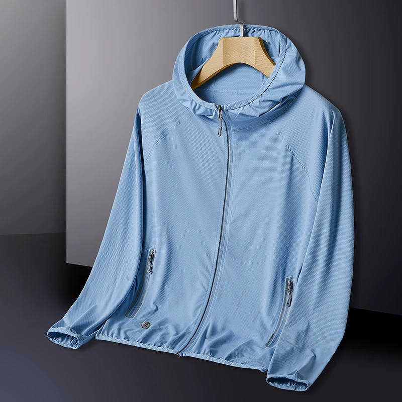 Ice silk sun protection suit for men, summer light and thin skin windbreaker for couples, UV resistant quick drying jacket b