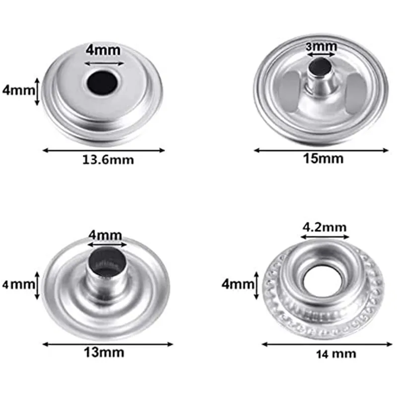 10/20/50sets 15mm Stainless Steel Press Studs Sewing Buttons Press Studs Sewing Leather Craft Clothes Bag Handmade DIY Rustproof 4