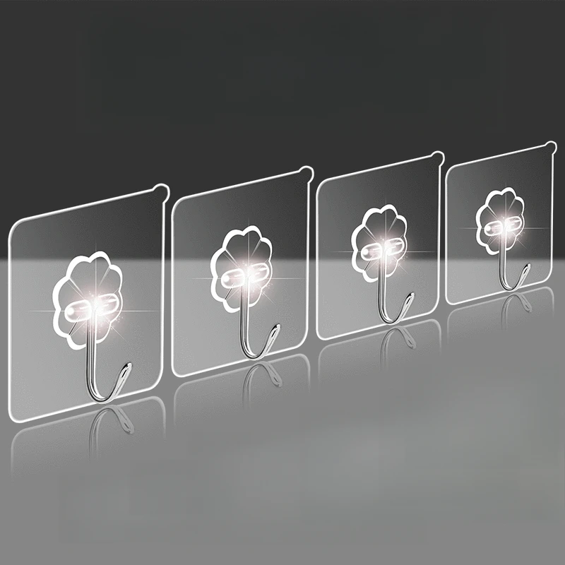 Hook Toilet Non-perforated Transparent Hook Non-marking Transparent Thickened Coat Strong
