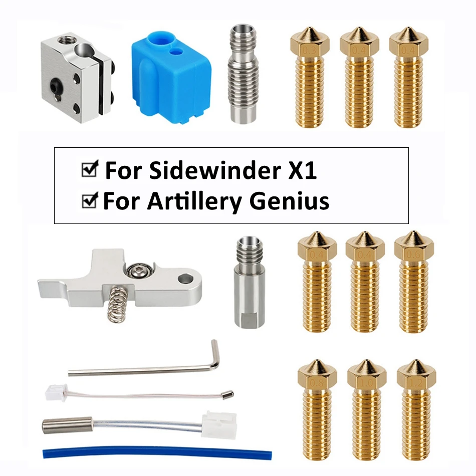 Hotend Mejorado Para Artillería Sidewinder X1 X2 Genius Y Pro Piezas De Improra 3D Kits De Termistor De Bloque Calefactor De Boquilla Totalmente Metálica - AliExprs 7