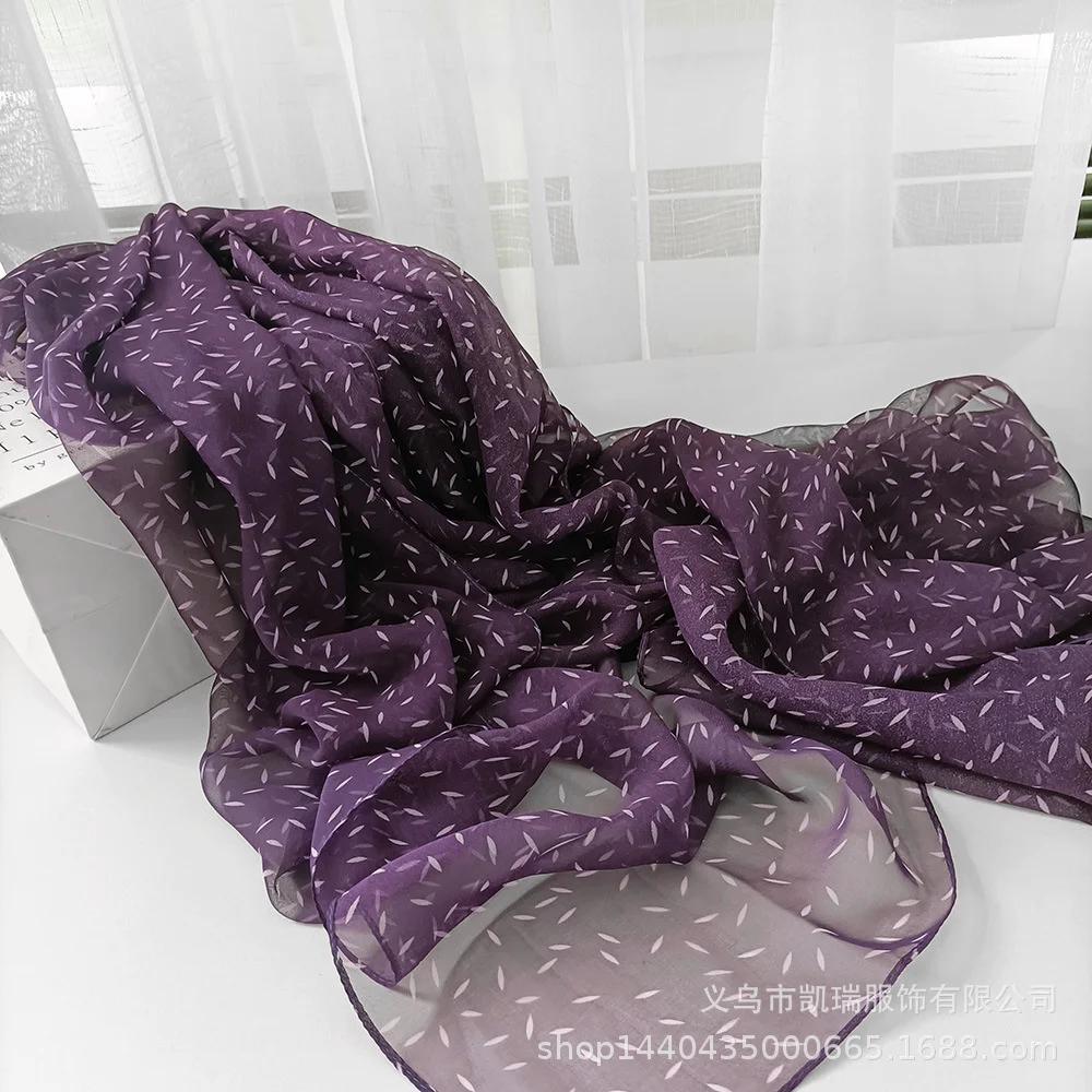 Crepe Georgette Scarf Vintage Polka Dots Light Breathable 180*70cm Summer Foulard Soft Beach Towel Kerchief Head/Hair Scarve