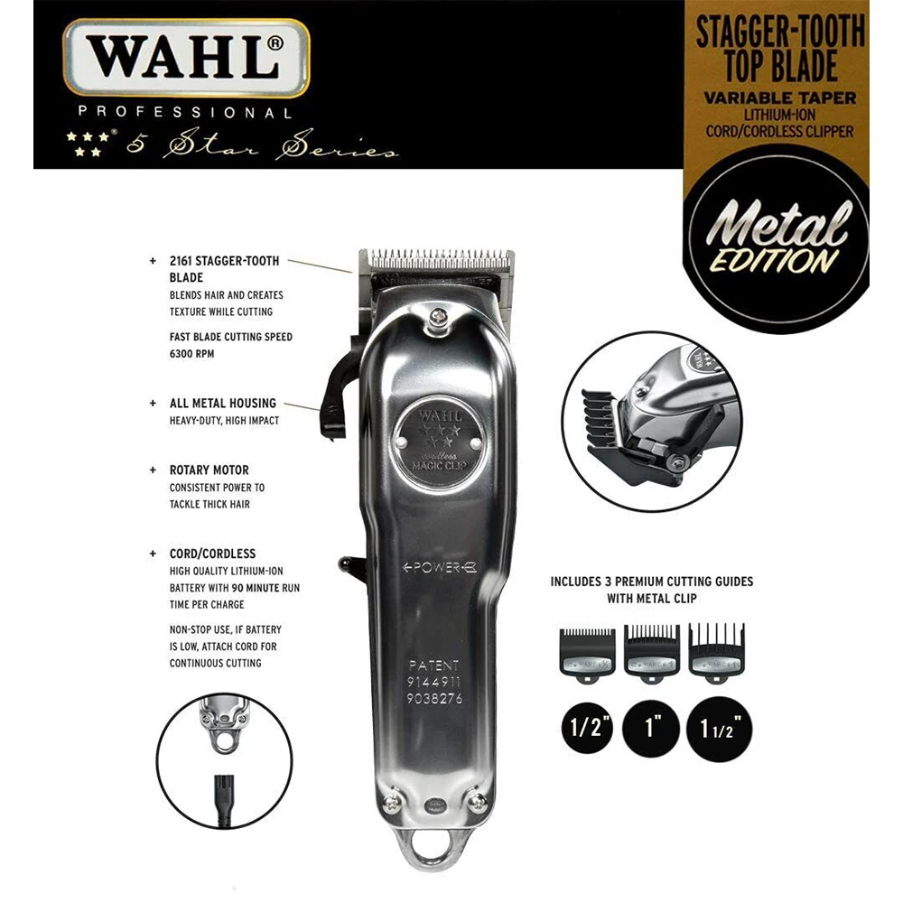 Wahl Professional 5 Star Cordless Magic Clip Hair Clipper with 100+ Minute  Run Time for Professional Barbers and Stylists