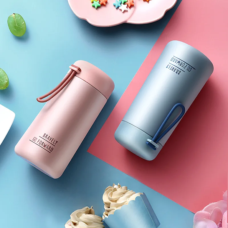 Mini Pink Termos Portable Belly Cup 270ml Cute Girls Thermos Water Bottle 304 Stainless Steel Tumbler Vacuum Flask Coffee Cup