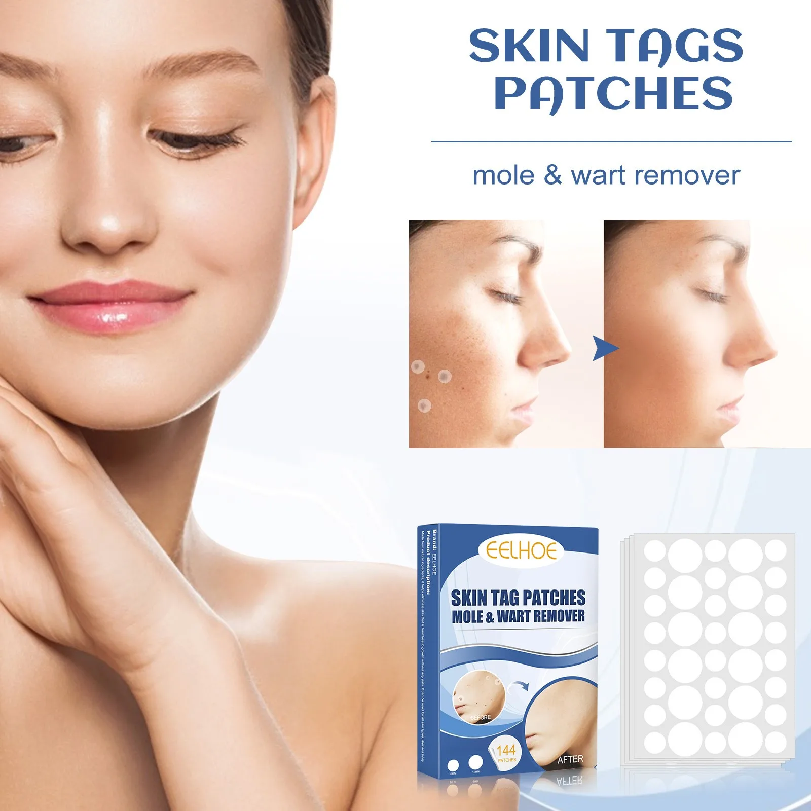 144/288pcs Warts Remover Patch Skin Tags Remover Warts Treatment Cream