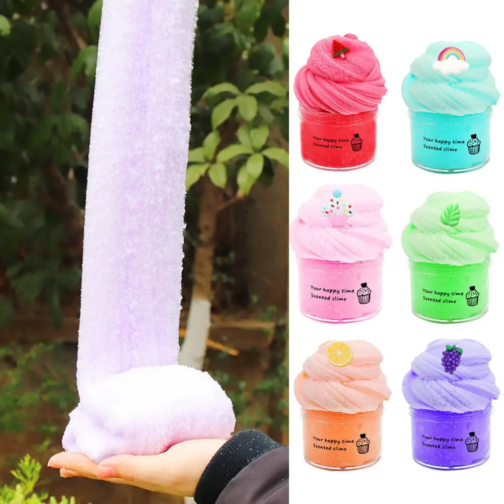 

70ml Soft Children Cloud Slime Kit Decompression Toy Anti-stress Toy Soft Crystal Mud DIY Making Fruit Slime Toys for Kid Gift