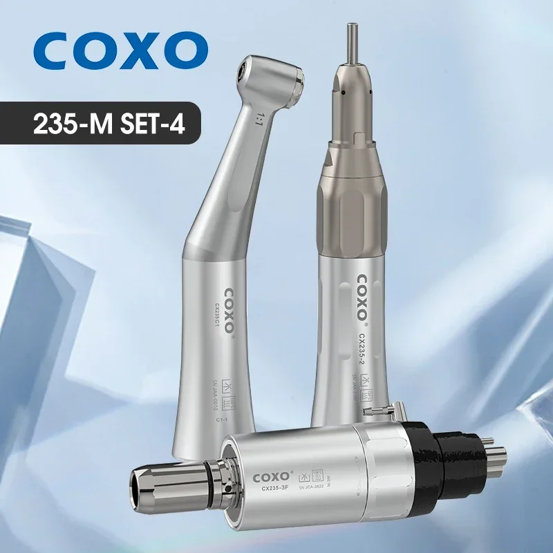 

COXO 235-M SET-4 External Irrigation Low-Speed Dental Handpiece Set - Contra Angle, Air Motor, and Straight Handpiece Variety