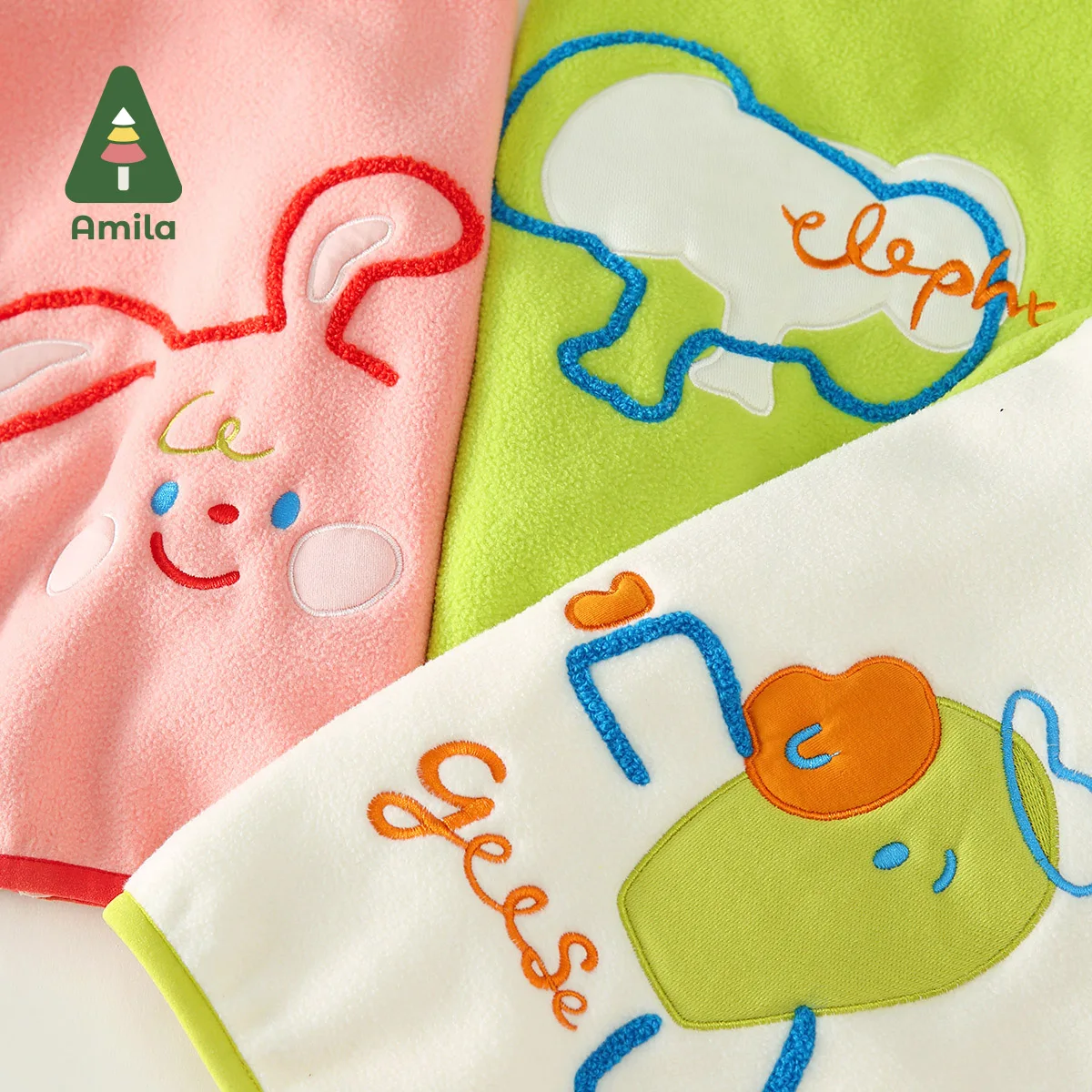 Amila Baby Jacket Coat Spring New Stand Collar Solid Color Cartoon Cute Casual Fleece Girls & Boys Winter Clothes
