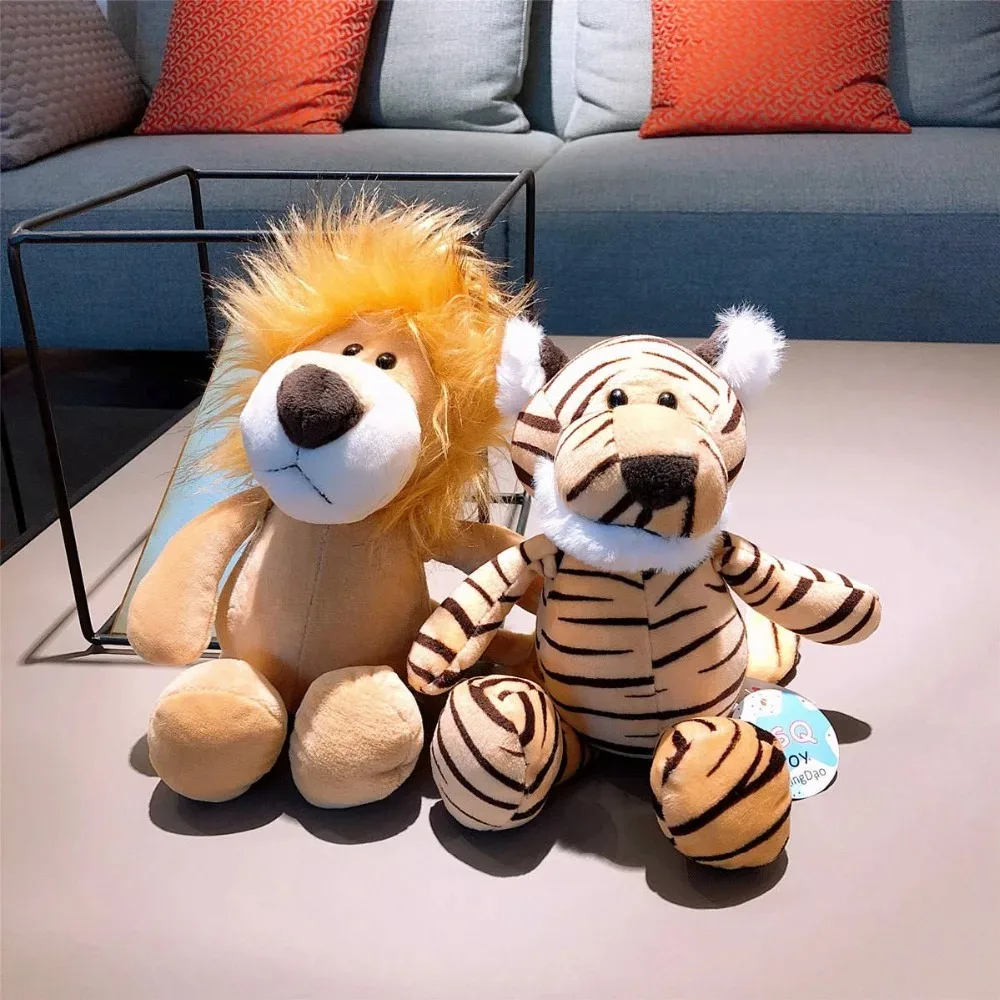 New 25cm Fox Stuffed Toy Forrest Animal Giraffe Plush Doll Raccoon Lion Tiger Monkey Dog Elephant Animal Soft Toys For Kids Gife