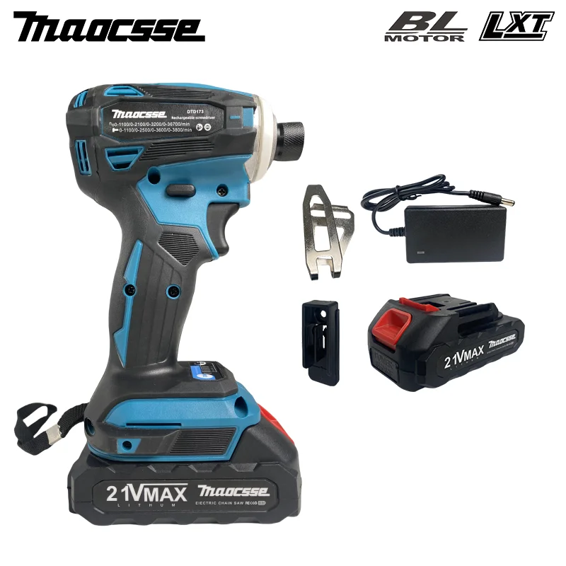 [1x5 0ah battery toolbox]kamolee 588n m 18v lxt® lithium‑ion brushless cordless 1 4 quick‑shift mode™ 5‑speed impact driver DTD172 Cordless Impact Driver Brushless Power Tools Electric Drill Wood/olt/T-Mode Rechargeable Suitable for Makita 18V battery