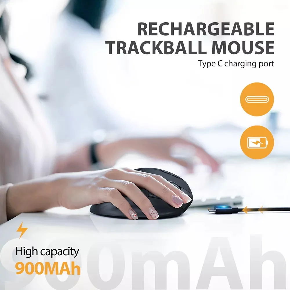 ProtoArc EM01 Bluetooth Wireless Trackball Mouse Rechargeable RGB