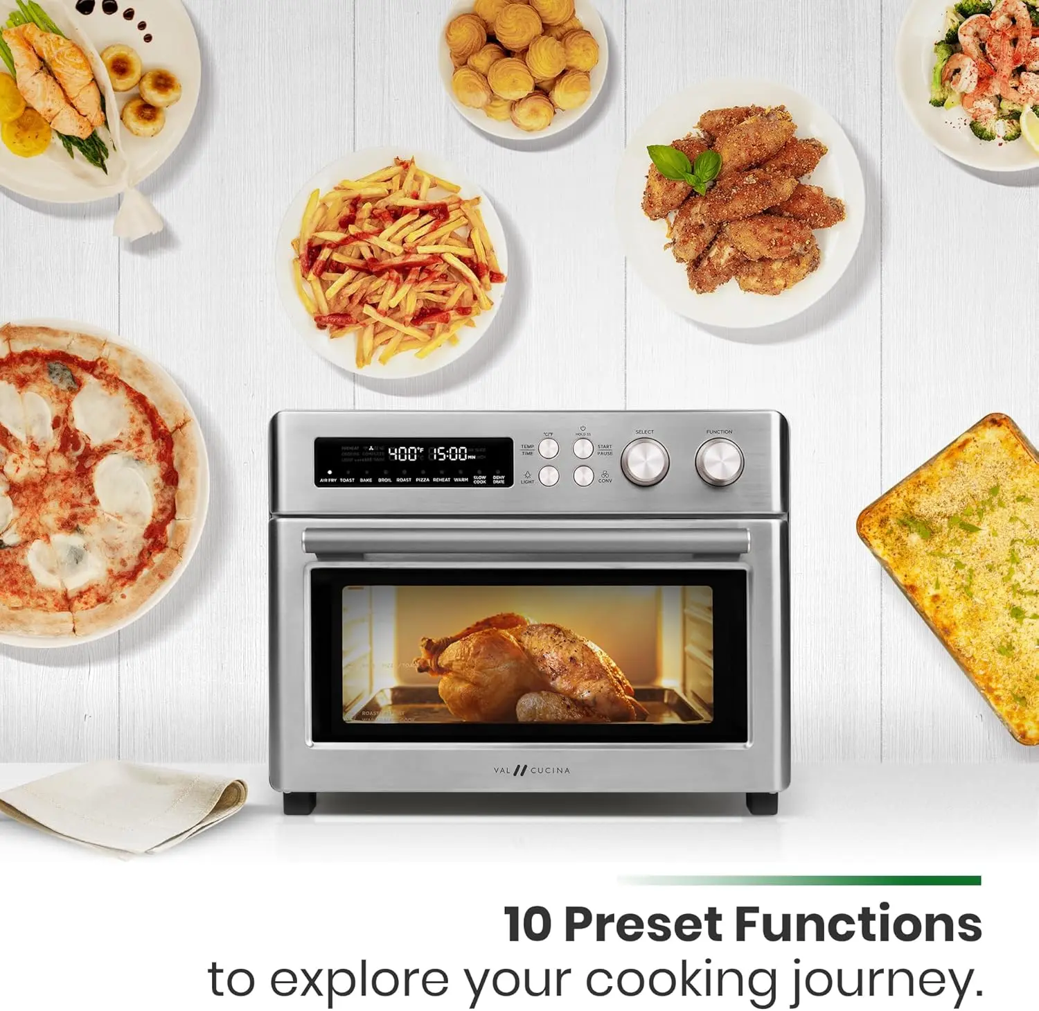 Heating Air Fryer Toaster Oven, Extra Large Countertop Convection Oven 10-in-1 Combo, 6-Slice Toast, Enamel Baking Pan Easy Clea 2