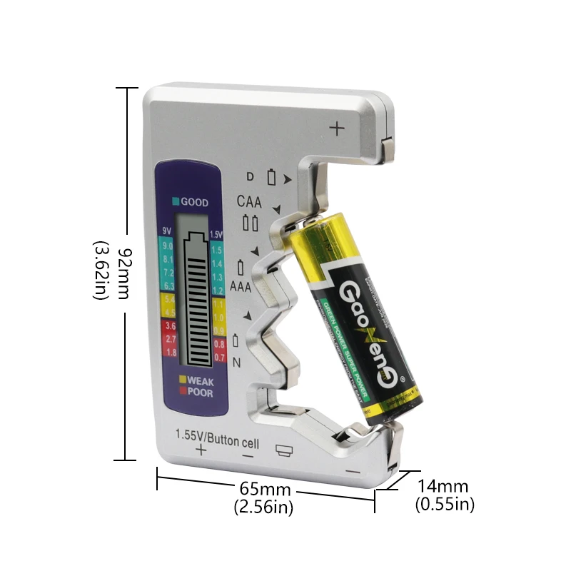 Batteries Tester Digital Capacity Universal Button For Lithum N /AAA/CAA/D/1.5V Cell Batteries Tester Checker BT168 Power battery tester lithium battery tester