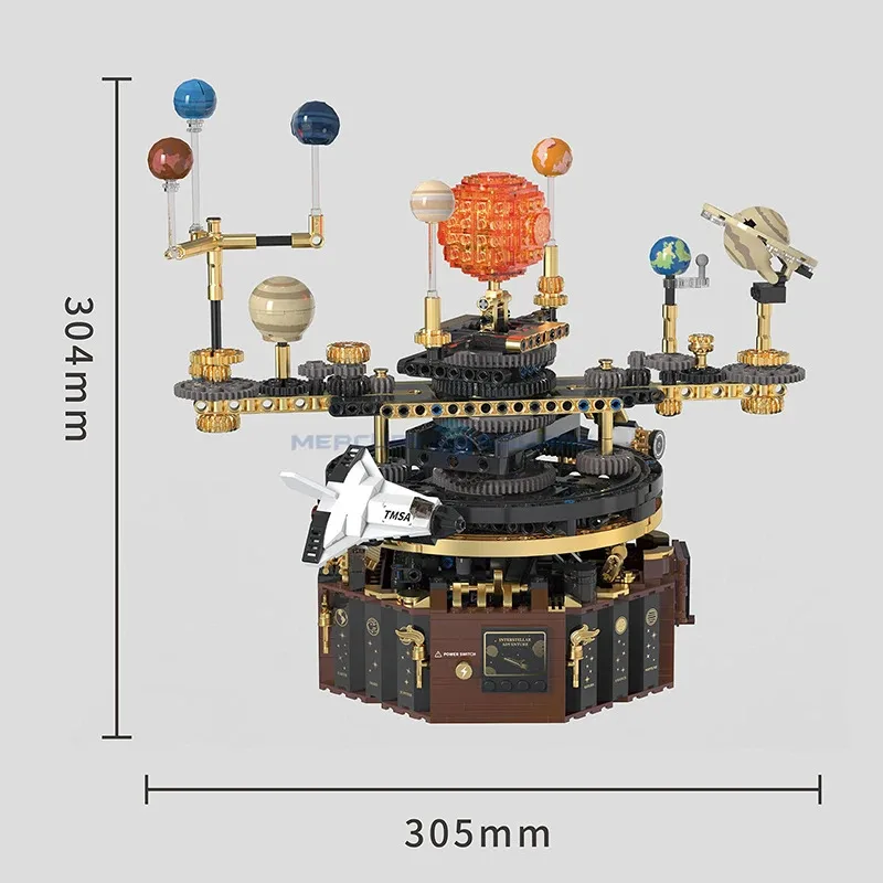 NEW 1098pcs Technical Solar System LED Light Creativity Space Building Blocks Model Science Education Bricks Toy Kid Gift Set 5