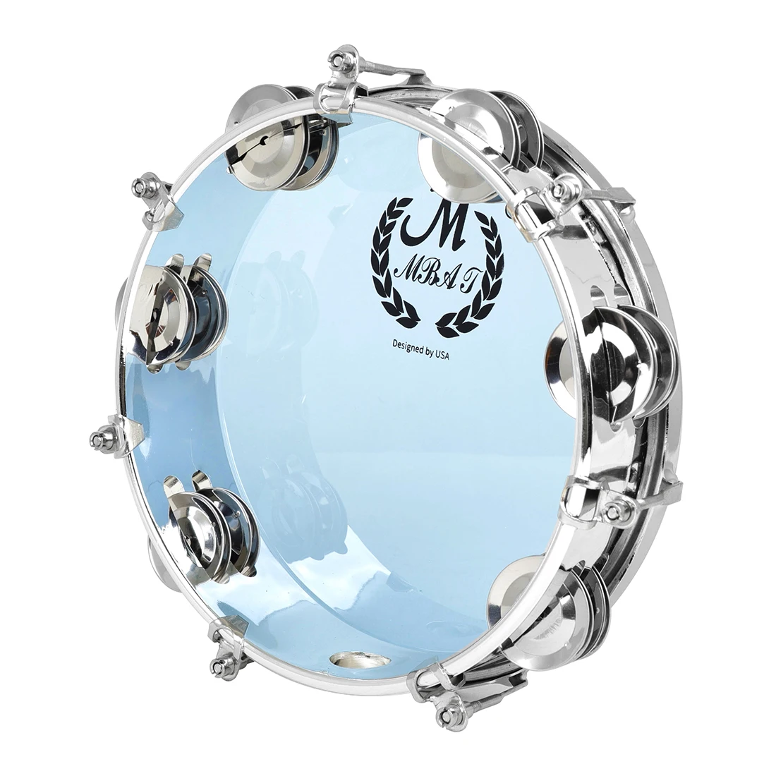 M MBAT 1Pcs 8/10-Inch Double Row Blue Handbell Self Tuning Transparent Tambourine Orff music Toys Percussion Instruments