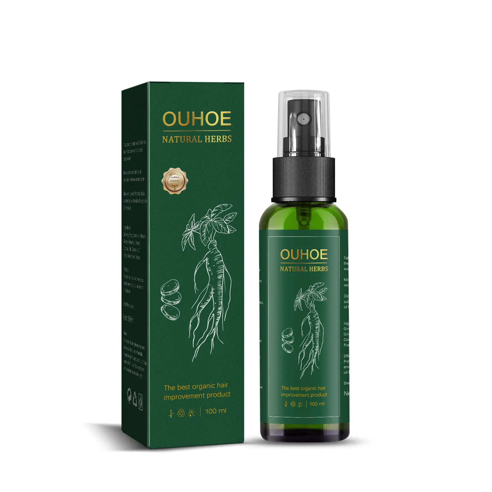 OUHOE Ginseng Hair Growth Liquid Ginseng Essence Nourish Hair The Hai Carer Spray The Growth