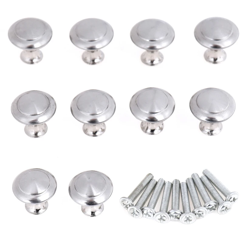 10pcs/set Round Cabinet Knobs Stainless Steel Drawer Knobs Kitchen Cupboard Pull Handles Furniture Hardware Accessory